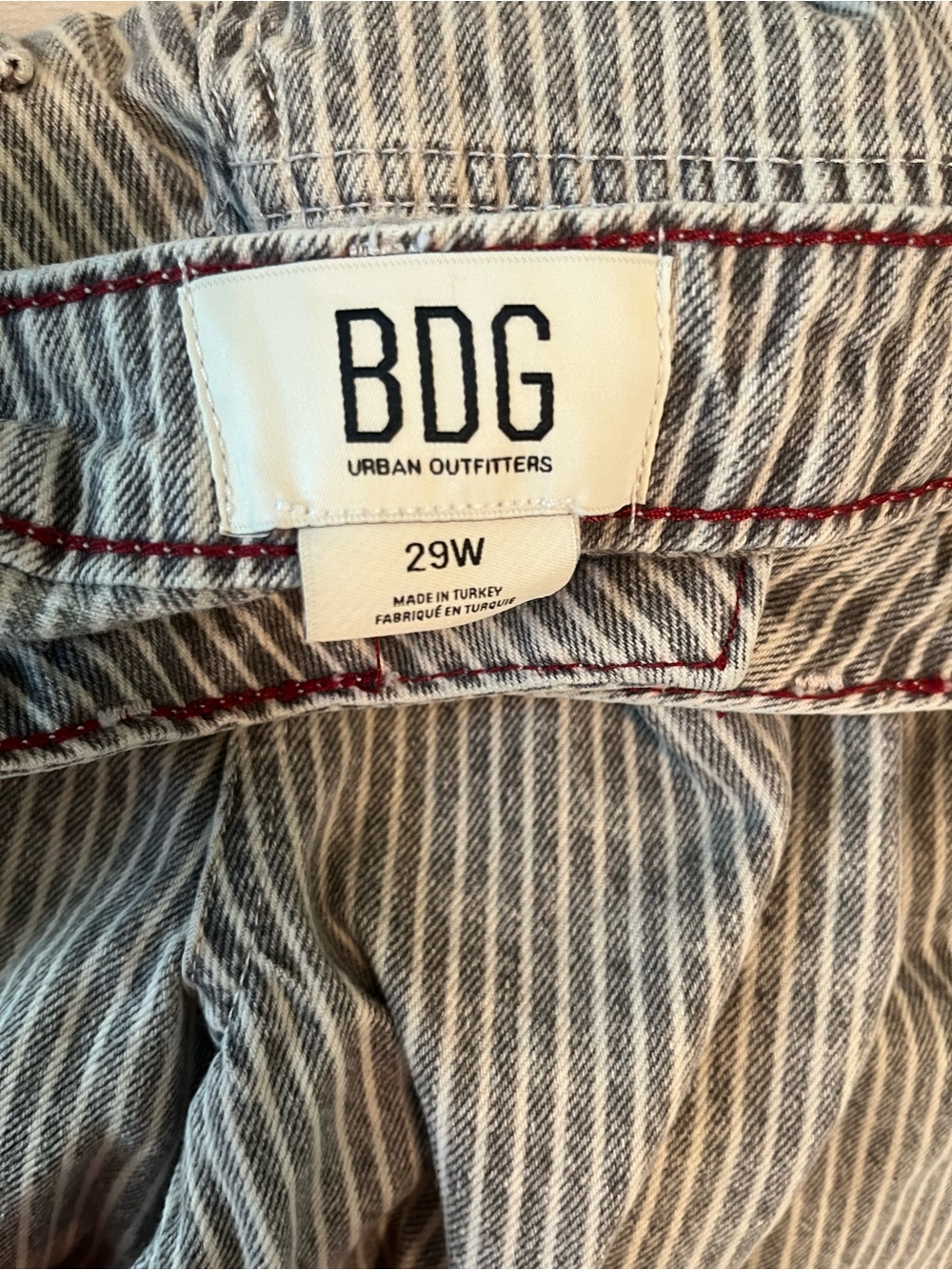 BDG Urban Outfitters Striped Wide Leg Jeans | Gray & White Carpenter Style - Picture 3 of 9